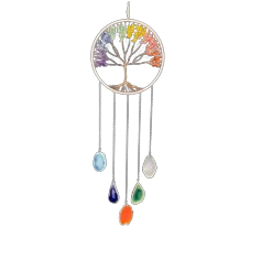Gemstone Dreamcatchers Round Full Stones with Hanging Agate