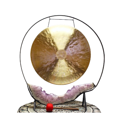 Gong Stand with Amethyst Geode - Round