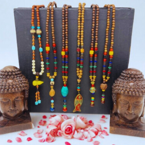 Malas Seed & Wood Combo with Beaded Tassel