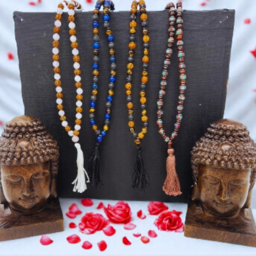 Malas with Seed Gemstone Combo & Beaded Cotton Tassel